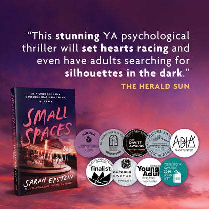 Award-winning Small Spaces by Sarah Epstein YA thriller mystery paperback